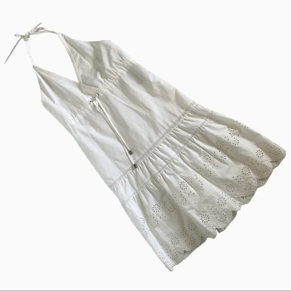 Burberry Cotton Eyelet Halter Dress. Off-white. Sz. 6